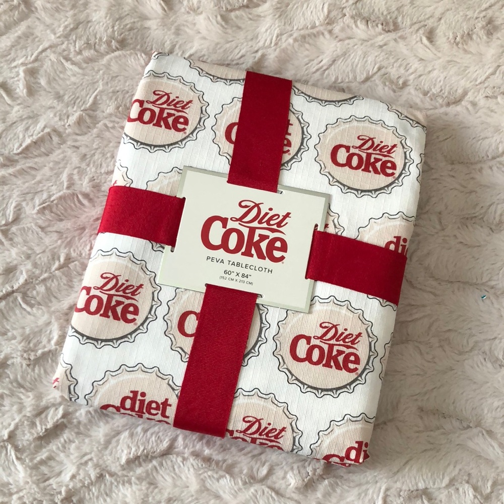 Diet Coke PEVA Tablecloth - White and Red Bottlecap Print
